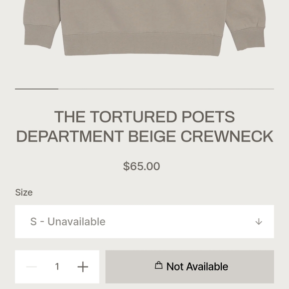 New Taylor Swift ttpd beige crewneck sweatshirt size small - Picture 12 of 12